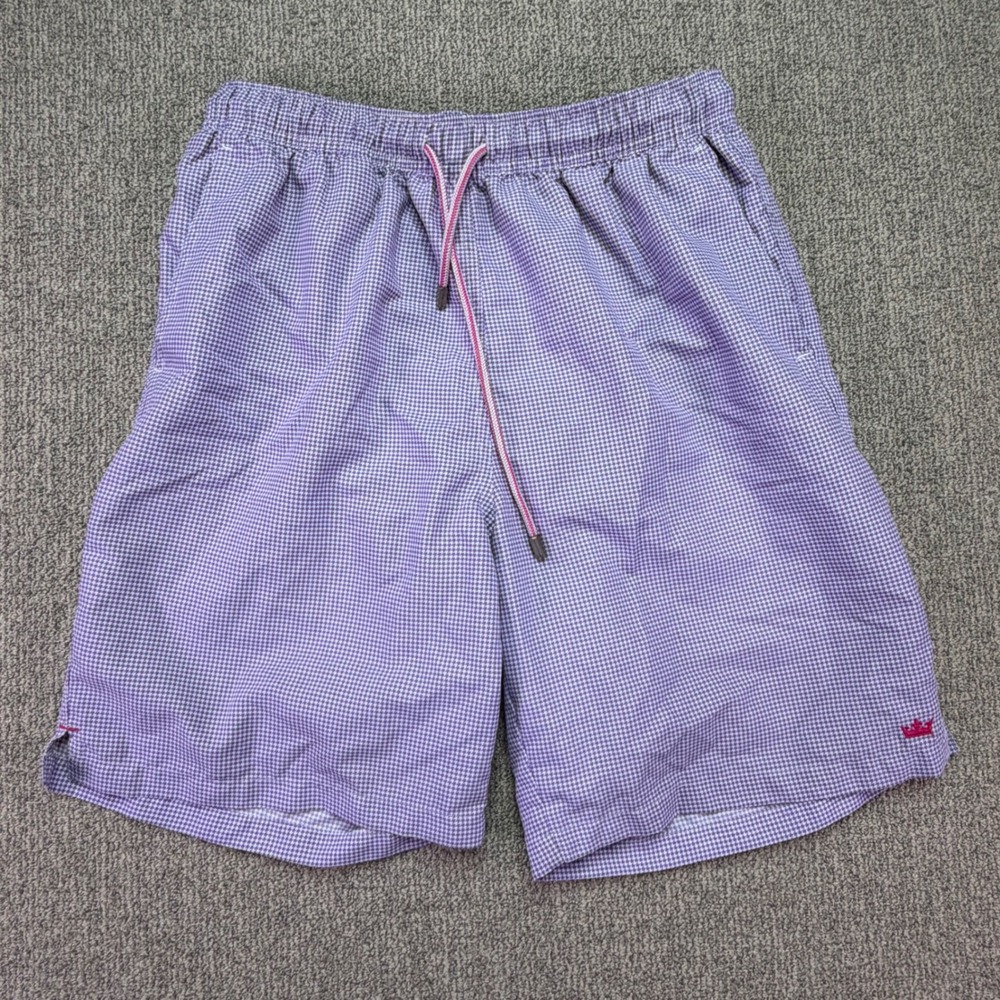 Peter Millar Purple Houndstooth Swim Trunks Mens Medium Board Shorts Lined